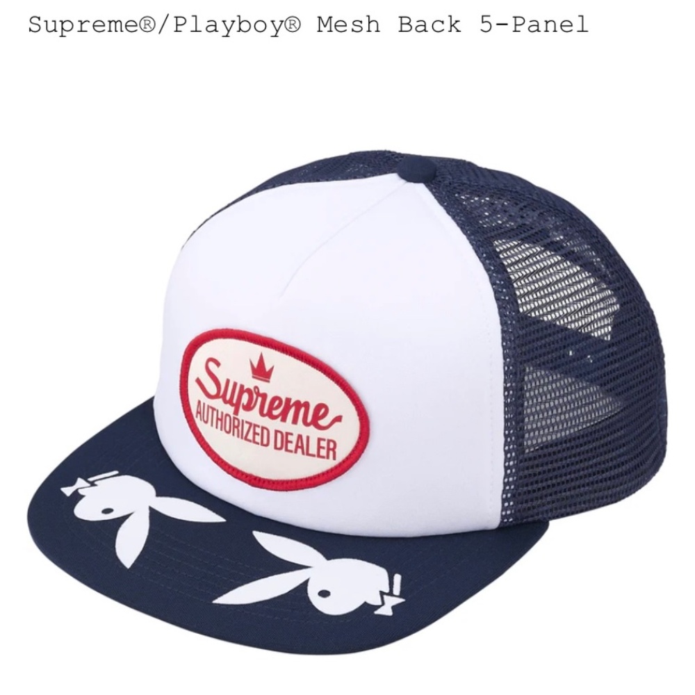 Supreme Playboy Mesh Back 5 Panel Hat Navy SS26